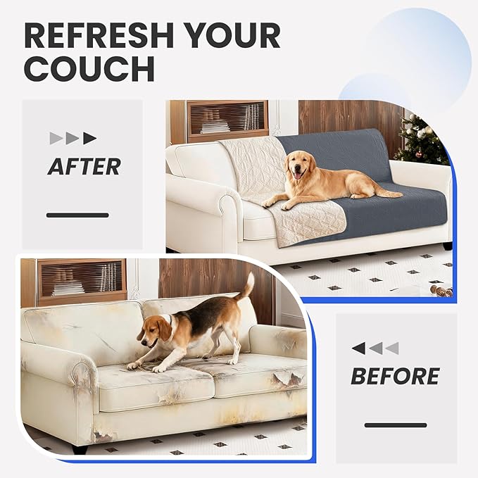 Waterproof Couch Covers for Pets, Waterproof Dog Bed Cover, Anti-Slip Soft Dog Blankets, Couch Cover for Dogs Washable, Pet Blanket for Puppy Large Dogs Cat (82x102 Inch, Dark Grey)