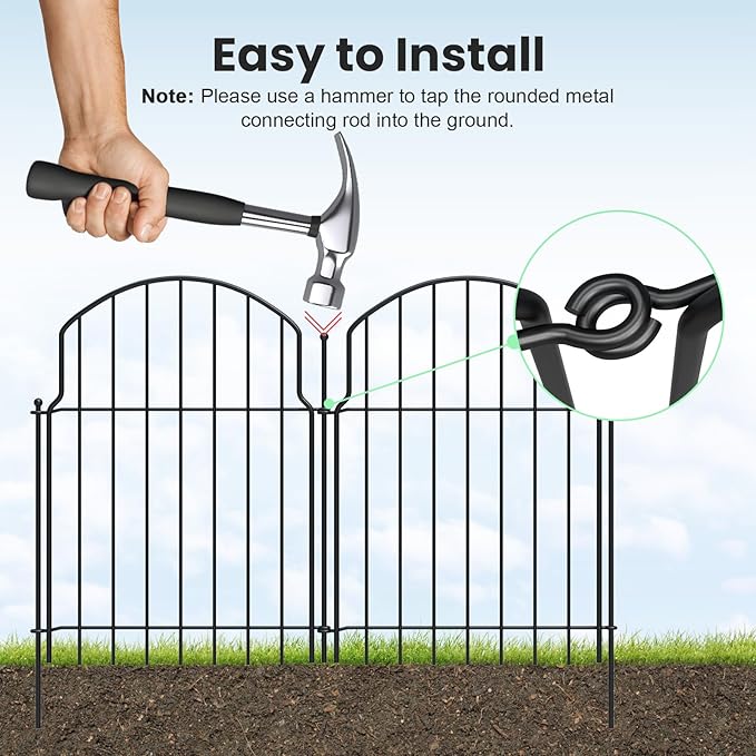 25Pcs Decorative Garden Fence, 20in(H)/27ft(L) Rustproof Metal Fences Animal Barrier Outdoor for Yard, Flower Bed Edging Ornamental Border Panel for Dogs, Rabbits, Dig Defence, Garden Decor, Patio