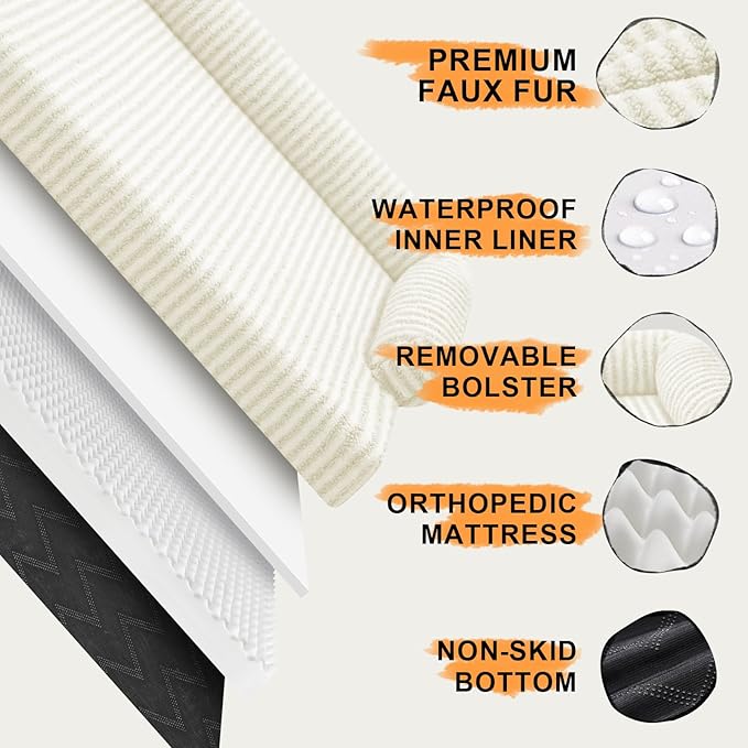 Large Dog Bed Waterproof Orthopedic Foam Dog Beds for Large Dogs Sofa Comfy Pet Bed with Washable Removable Cover & Non-Slip Bottom