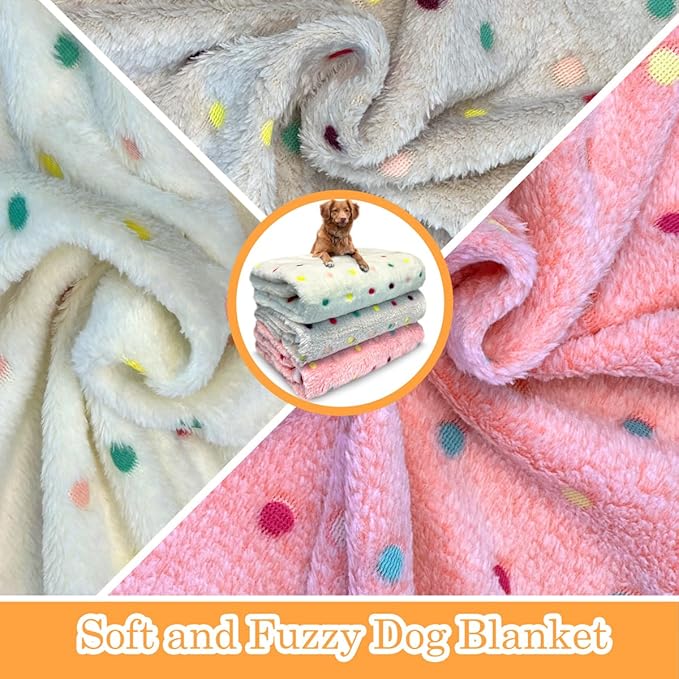 Dog Blankets for Small Medium Dogs Washable, 3 Pack Pet Blanket Washable 30" x 20", Fuzzy Soft Puppy Throw Cover for Kennel Crate Bed
