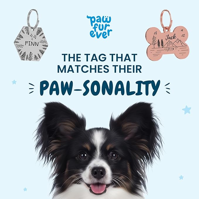 PawFurEver Custom Engraved Pet ID Tag – Personalized Dog Name Tag for Dogs and Cats, Stainless Steel Collar Accessory with Cute Designs pet Name Tags (Bone, Gold)