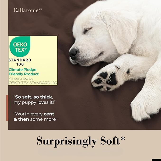 Waterproof Dog Blanket - Multipurpose Lekproof Blanket for Pets or Adults - Furniture Protector for Bed, Couch, Water Proof & Stain Resistant Easy to Clean Throw Blanket, Reversible Brown 50"x60"