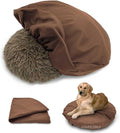 Dog Bed Cover Waterproof Replacement Machine Washable Covers for 44x44 Inch Dog Bed Heavy Duty Scratch Resistant Mattress Protector Pet Bed Round Brown Cover Only