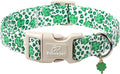 St Patricks Day Dog Collar for Large Dogs - Leopard Lucky Clover Dog Collars, Lightweight Adjustable Irish Green Festival Shamrock Dogs Collars with Quick Release Buckle L