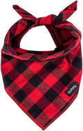 Christmas Dog Bandana XLarge-Red Black Dog Scarf Buffalo Plaid Printing Adjustable Bib Handkerchief Accessories for Large Dogs (XL)