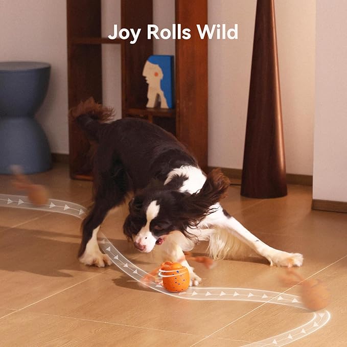 Cheerble Smart Interactive Dog Toy, Wicked Ball Rolly, Automatic Moving, Bouncing, Rotating, E-TPU Material, with Rope & Barks Sound Active Rolling Interactive Dog Ball for Medium and Large Dogs