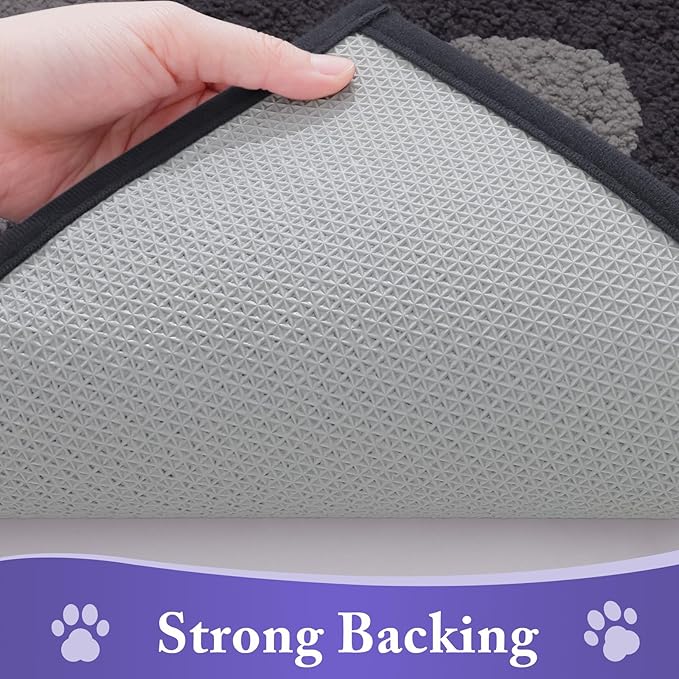 Buganda Dog Door Mat for Muddy Paws, Absorbent Dirt Trapper Non Slip Indoor Doormats, Washable Low-Profile Mat for Mud Dogs, Entryway Carpet for Inside Floor (36x24 Inches, Dark Grey)