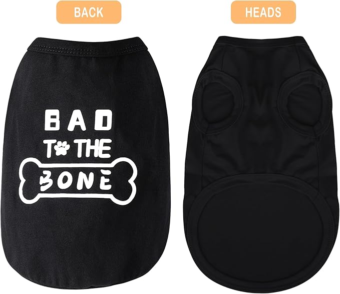 Discover Cozy Cotton Canine Wear: Soft, Lightweight, and Breathable Dog Shirt Vest with Eye-Catching Graphics(Bad to The Bone), Keeping Your Furry Friend Warm and Comfy! Black XL