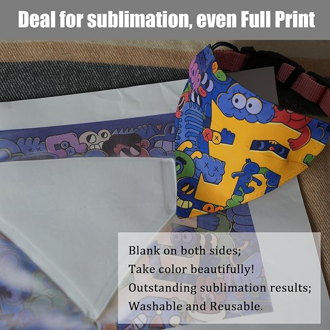8 Packs Sublimation Blank Dog Bandana Over Collar, Pet Collar Slip-On Bandana Blank Customize White Polyester DIY for Dog Cat Extra Small, Small, Medium & Large (S)