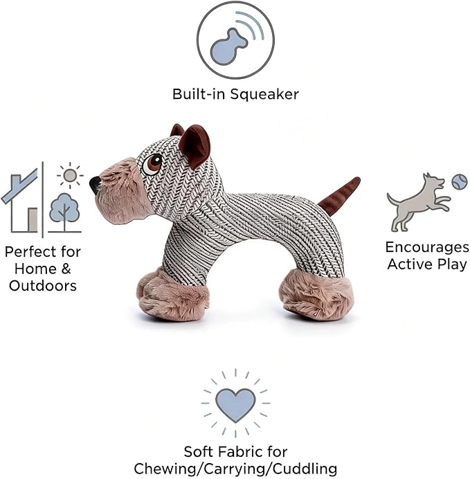 Linen Safari Companions, Squeaky Dog Chew Animals, with Durable Linen Material, Durable and Resistant to Chewing, for Relieve Dog's Boredom (Monkey)