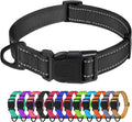 TagME Reflective Nylon Dog Collars, Adjustable Classic Pet Collar with Quick Release Buckle for Small Dogs, Black, 5/8" Width