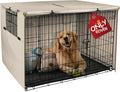 Explore Land 54 inches Dog Crate Cover Heavy Duty Polyester Pet Kennel Sunshade Universal Fit for Wire Cage (Light Tan)