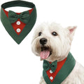 FUAMEY Dog Tuxedo Christmas for Small Dogs,Dog Formal Suit Dogs Attire Pet Bow Tie Puppy Party Costumes Cat Tux Outfits Pets Bandana Cosplay Adjustable Bowties Christmas Green Red XS