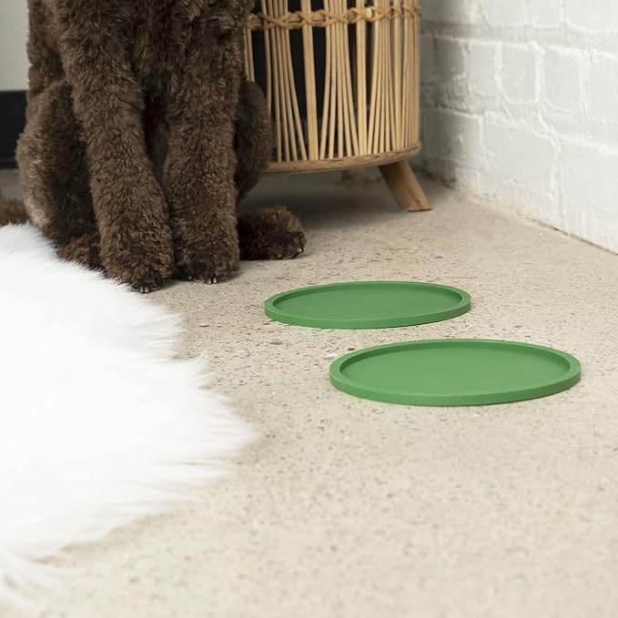 Waggo Habit Silicone Dog Placemat for Small Medium and Large Breeds - Modern Heavyweight Silicone Dog Mat, Dishwasher Safe, Solid Placemat - Set of 2 (Small, Light Grey)