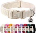 Cute Corduroy Dog Collar - White Adjustable Dog Collars for Small Dogs 10-25lbs, Fade-Proof with Secure Snap & Little Charm, Christmas Birthday Gift, S