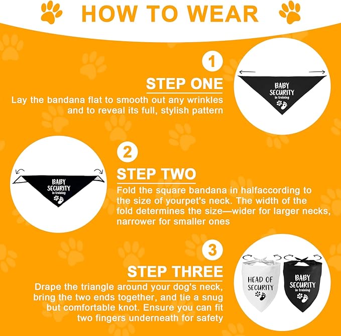 2 Pack Dog Bandana Pregnancy Announcement, Baby Security in Training and Head of Security Gender Reveal Puppy Dog Scarf Accessories, Adjustable Pet Bandana Scarf for Small Medium Large Dogs