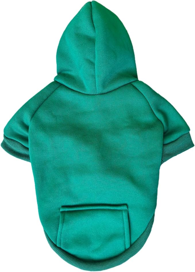 Jecikelon Winter Dog Hoodie Sweatshirts with Pockets Warm Dog Clothes for Small Dogs Chihuahua Coat Clothing Puppy Cat Custume (Green, Large)