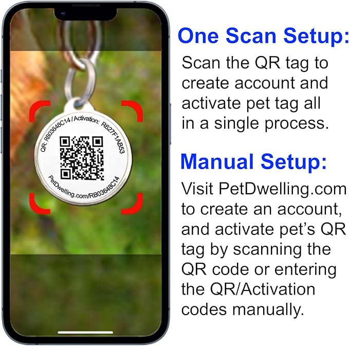 Pet Dwelling QR Code Pet ID Tag – Smart Dog & Cat ID Tags for Pet Safety, Free Personalized Online Profile, Instant Scan Alerts, AI Insights (Lux Black Paw)