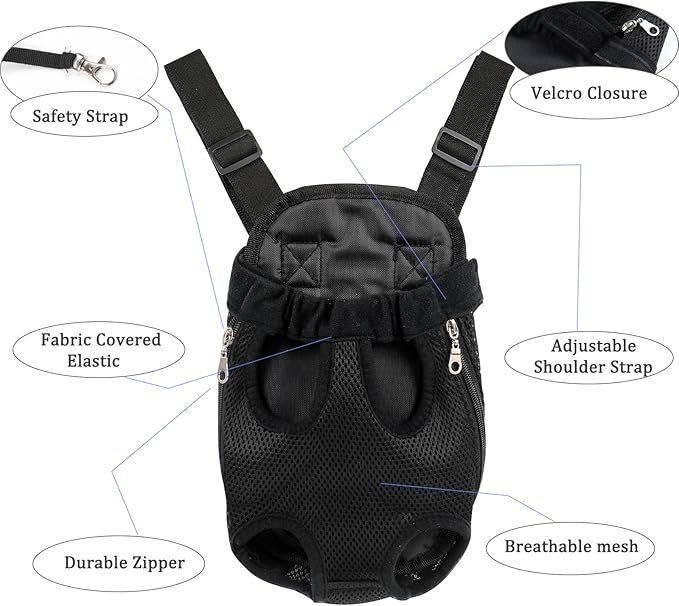 Pet Carrier Backpack - Adjustable Dog Carrier for Hiking, Travel & Carrying - Puppy & Dog Front Carrier