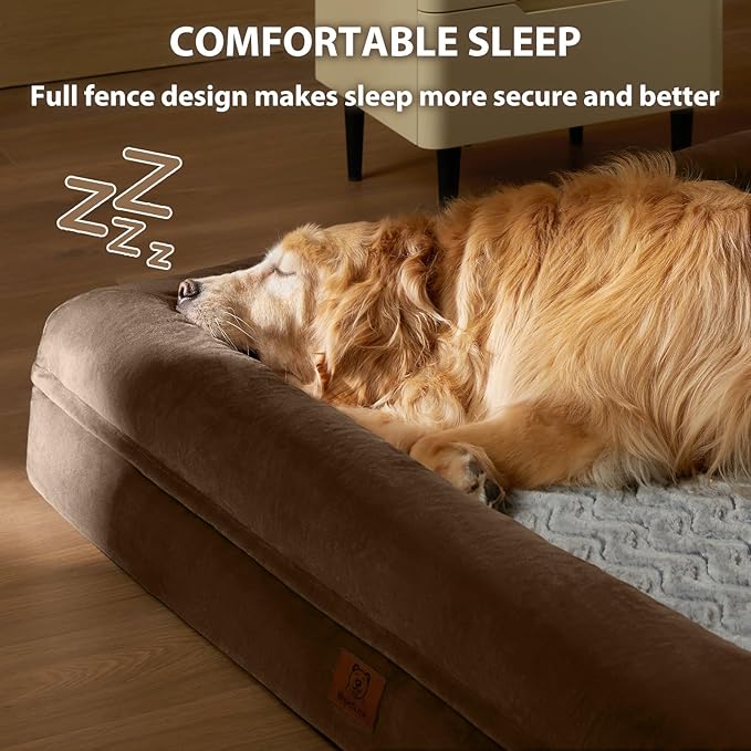 WNPETHOME XXXL Big Dog Bed, Washable Dog Couch with Removable Waterproof Cover, Orthopedic Large Pet Sofa Bed with Bolster Sides for Sleeping