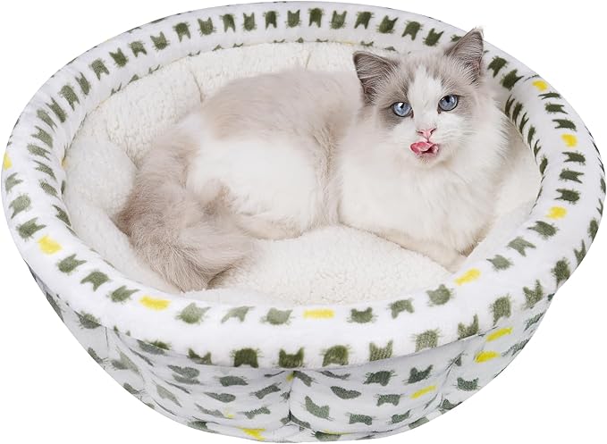 Super Soft Small Dog & Cat Bed, Anti-Anxiety Puppy Cuddler, Cozy Round Fluffy Plush Pet Bed, Machine Washable Faux Fur Donut Cuddler