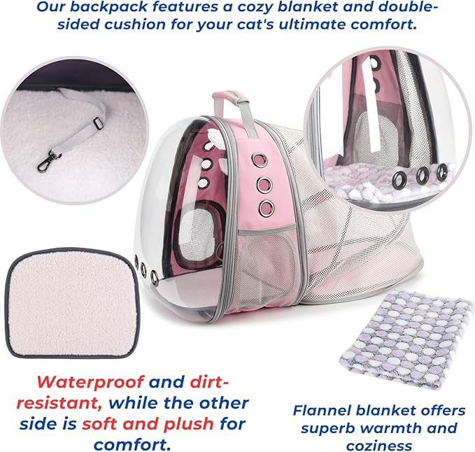 Lollimeow Cat Carrier Backpack, Expandable Bubble Pet Carrier for Cats and Small Dogs, Airline Approved Travel Backpack for Hiking, Walking & Outdoor Adventures - Supports up to 14 lbs