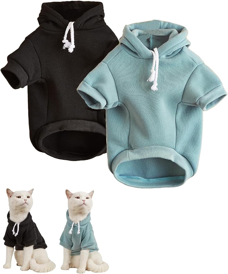 QWINEE Basic Dog Hoodie Sweatshirt Puppy Sweater Warm Cat Costumes Pet Clothes for Chihuahua Puppy Kitten Small Medium Dogs Multicolored Large