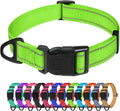 TagME Reflective Nylon Dog Collars, Adjustable Classic Pet Collar with Quick Release Buckle for Large Dogs, Green, 1.0" Width