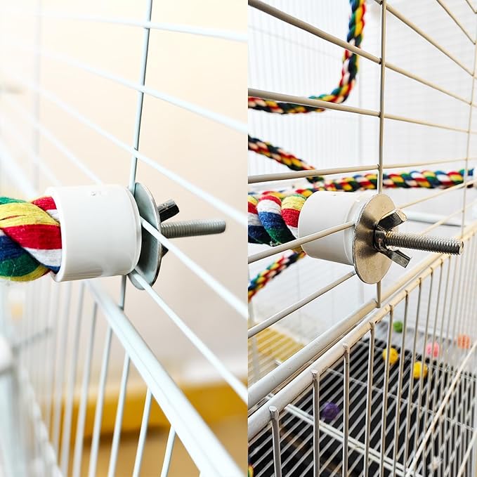 24 Inch Bird Perch Rope - Natural Wood Parrot Perch Stand,with 0.78 Inch Diameter Metal Screw Ends,Interactive Chewing Climbing Toy for Parakeets, Budgies,Cockatiels, Small to Medium Birds