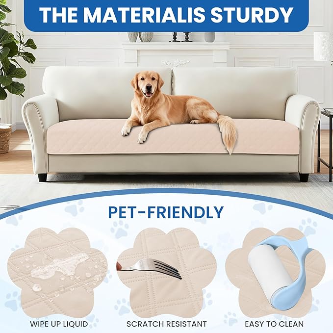 Waterproof Dog Blanket, Non-Slip Soft Pet Bed Cover, Couch Cover for Dogs Washable, Protects Sofa, Furniture, Crate, Car, Tear Resistant Leakproof Pet Blanket (30x53 Inch, Beige)