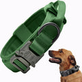 Tactical Dog Collar, Adjustable Military Training Nylon Dog Collar with Control Handle and Heavy Quick-Release Metal Buckle for Small Medium Large Dogs, Emerald Green XL