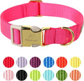 Nylon Dog Collar - Adjustable Rose Red Soft Webbing Dog Collars for Small Medium Large Dogs Boy Girl Puppy Collar with Safety Metal Buckle S