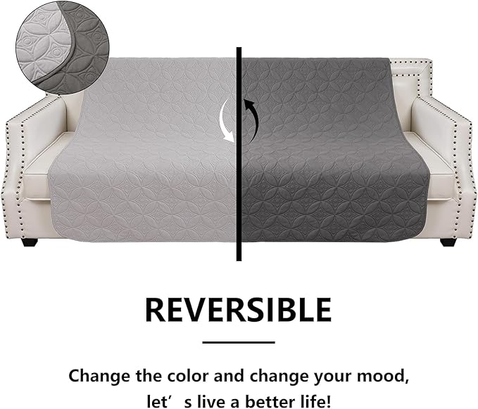 Waterproof Dog Blanket, 40x50 inches Pet Couch Covers for Sofa, Bed Furniture Protector from Dogs Washable and Reversible-Lightgrey+Darkgrey