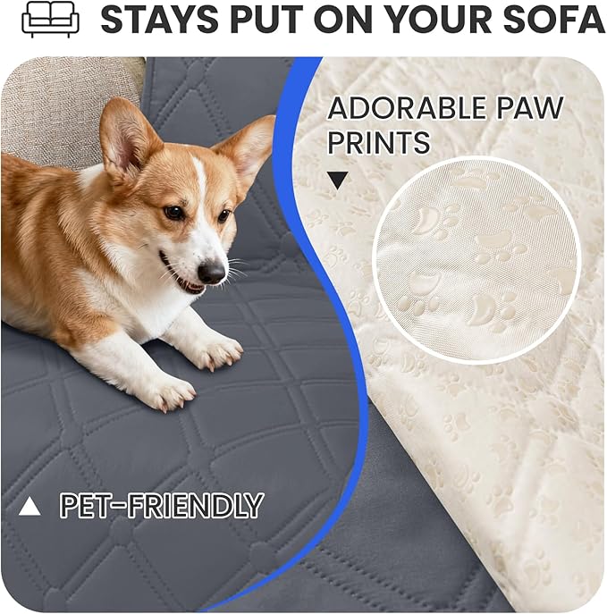 Waterproof Dog Bed Cover, Non-Slip Dog Blanket for Couch, Couch Covers for Dogs Washable, Pet Blanket for Furniture, Pet Bed Mat for Sofa, Car, Pet Supplies (68x82 Inch, Dark Grey)