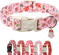 Christmas Dog Collar - Cute Pink Cozy Christmas Puppy Collar with Safety Buckle, Soft Adjustable Holiday Dog Collars for Small Medium Large Dogs M