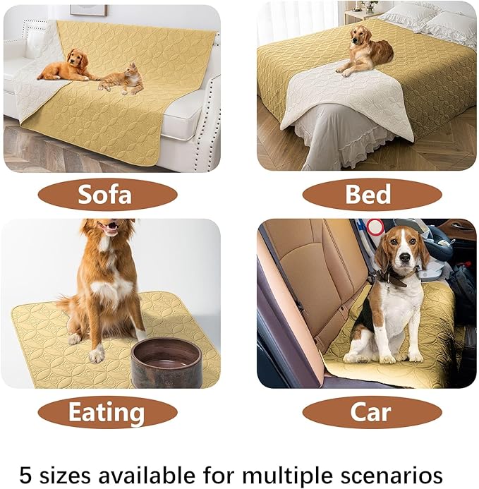 Waterproof Dog Blanket, 30x30 inches Small Pet Couch Covers for Sofa, Chair Bed Furniture Protector from Dogs Washable and Reversible-Sand+Cream