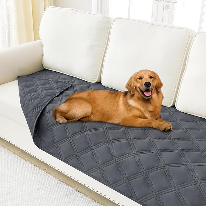 Smiry Waterproof Dog Bed Cover Blanket 30x70, Soft Reversible Pet Blanket, Washable Leakproof Cats Dogs Couch Cover for Sofa, Couch, Furniture, Dark Grey/Dark Grey