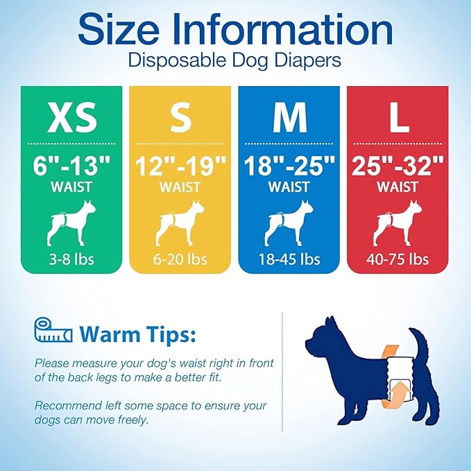 Pet Soft Disposable Male Dog Wraps - Dog Diapers for Male Dogs, Puppy Diapers 48pcs XSmall