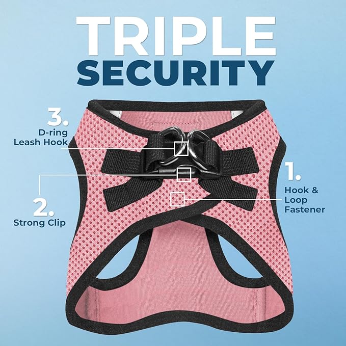 Best Pet Supplies Voyager Step-in Air All Weather Mesh Harness and Reflective Dog 5 ft Leash Combo with Neoprene Handle, for Small, Medium and Large Breed Puppies - Pink Base,S