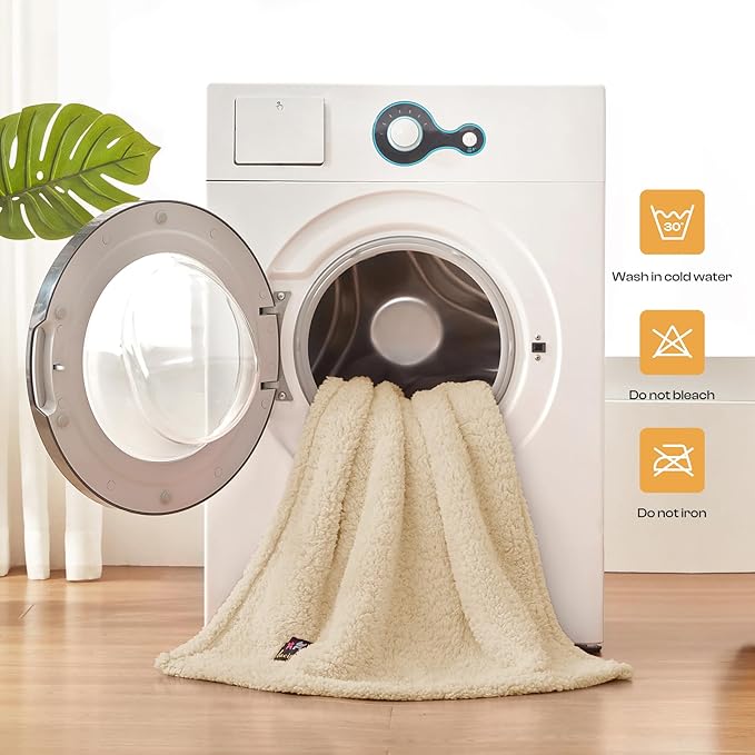 Luciphia Waterproof Pet Blanket for Medium Large Dogs Soft Cat Sherpa Calming Thick Cover Leakproof Cozy Puppy Sofa Bed Car Couch Protector(Beige,80x63 inches)