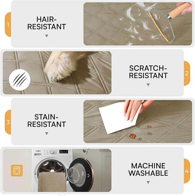 Luciphia 100% Waterproof Couch Cover Blanket for Dogs Anti-Slip Pet Couch Protector Sofa Mat Puppy Cat Blanket with Non-Slip Bottom, Taupe White, 68x82 Inch