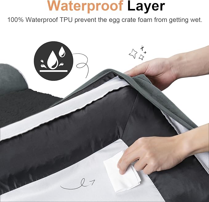Small Dog Bed Orthopedic Washable: Beds Bolster Small Sized Dogs Cats Bed Egg Crate Foam Couch Sofa Waterproof with Removable Cover - Dark Grey