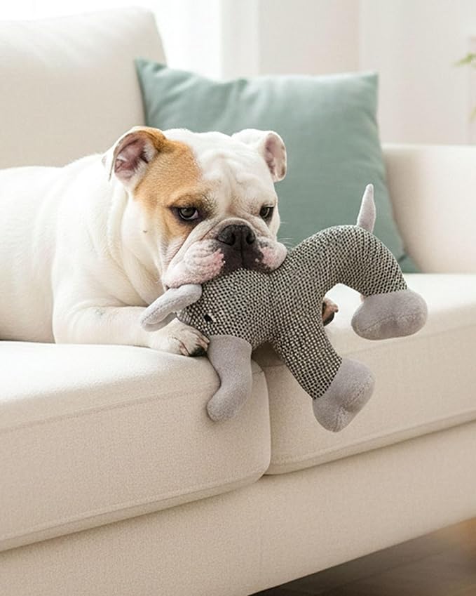 Linen Safari Companions - Linen Dog Toy, Chew-Resistant Natural Linens Squeaky Safari Animal for Small to Medium Dogs, Helps Reduce Destructive Chewing for Indoor Play and Boredom Relief (Monkey)