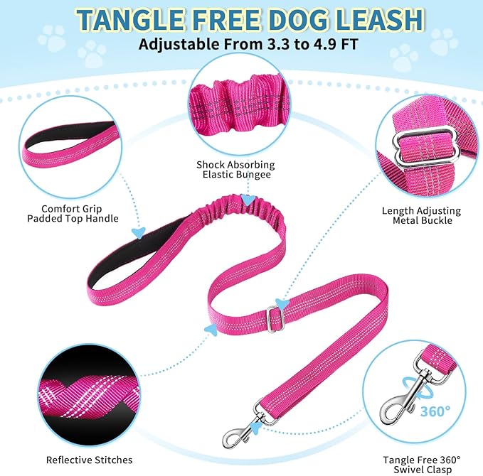 SlowTon No Pull Small Dog Harness and Leash Set, Puppy Soft Vest Harness Neck & Chest Adjustable, Reflective Lightweight Harness & Anti-Twist Pet Lead Combo for Small Medium Dogs (FU, M)