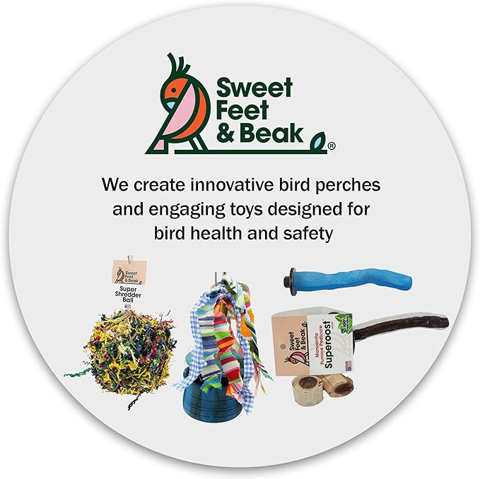 Sweet Feet and Beak Safety Pumice Perch - Trims Nails and Beak - Promotes Healthy Feet - Safe Non-Toxic Bird Supplies for Bird Cages - X-Large 14"