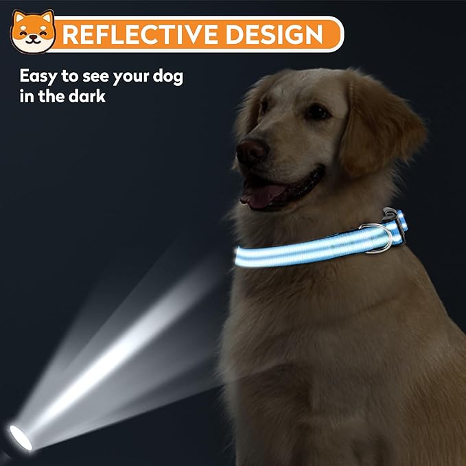 Reflective Dog Collar, Adjustable Soft Neoprene Padded Nylon Pet Collars with Buckle for Extra Large Dogs, Navy Blue,XL
