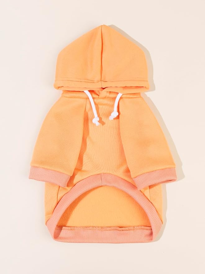 QWINEE Basic Dog Hoodie Sweatshirt Puppy Sweater Warm Cat Costumes Pet Clothes for Chihuahua Puppy Kitten Small Medium Dogs Orange Medium