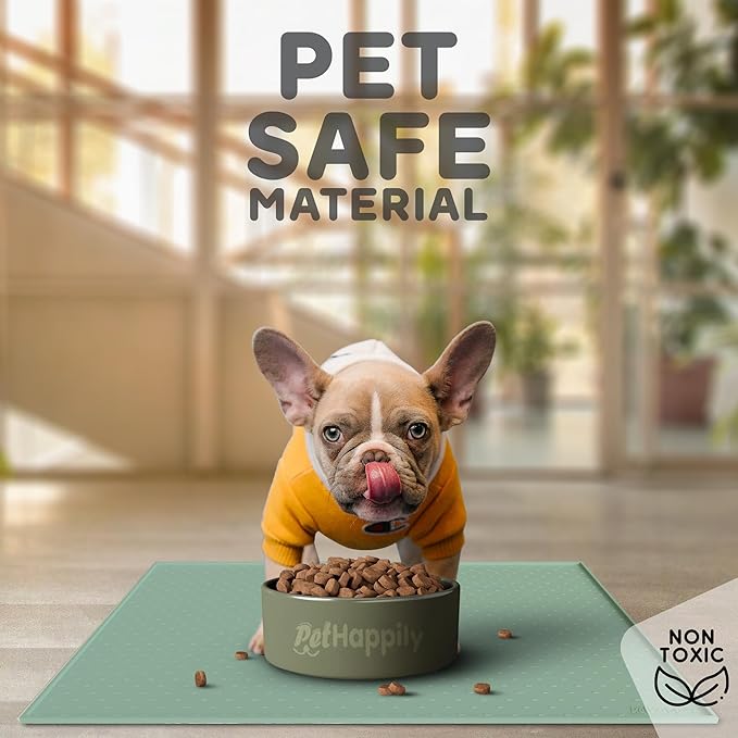 Dog Food Mat - Raised Edges Dogs Mat for Food and Water Prevent Spill, Waterproof Cat Food Mats Protect Floors, Easy Clean Dog Bowl Mats for Food and Water, Silicone Pet Food Tray