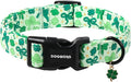 DOGWONG St Patrick's Day Dog Collar-Cute Green Clovers Dog Collar, Adjustable Cotton Shamrock Pet Collar Trefoil Puppy Collars with Quick Release Buckle,XS