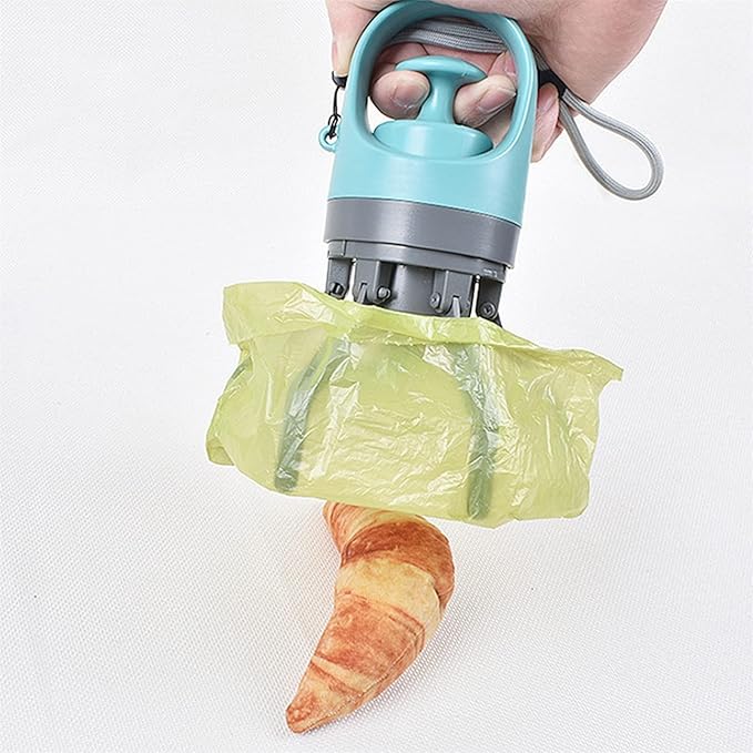 Quick Scoop Poop Scooper, Portable Dog Pooper Scooper, Easy Claw Pick up Tool for Dogs, Leak-Proof Waste Bag Holder for Outdoor Walks (Blue)